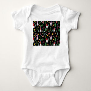 Christmas Gnomes: Festive Seamless Pattern Baby Bodysuit