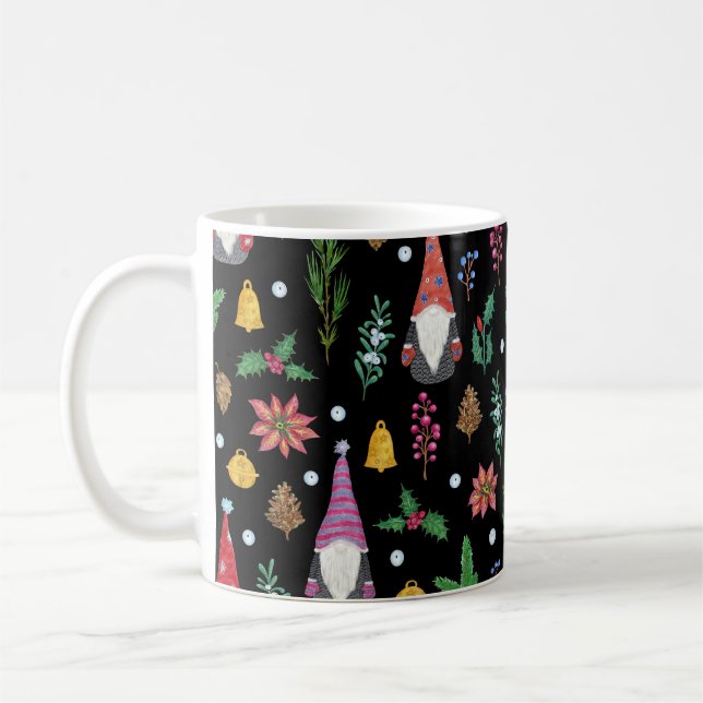 Christmas Gnomes: Festive Seamless Pattern Coffee Mug (Left)
