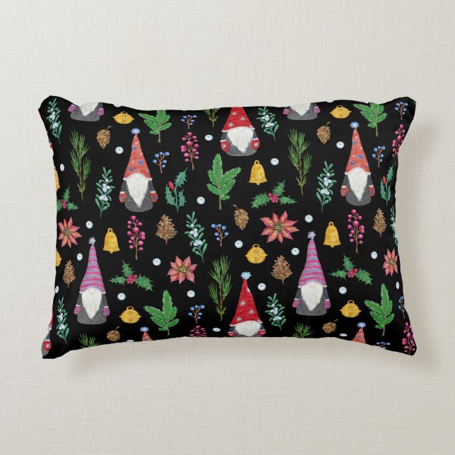 Christmas Gnomes: Festive Seamless Pattern Decorative Cushion (Front)