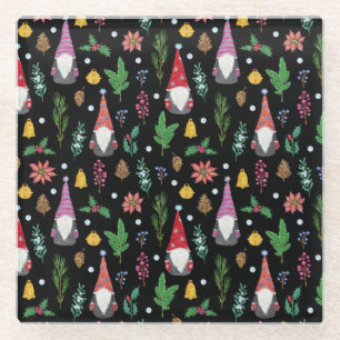 Christmas Gnomes: Festive Seamless Pattern Glass Coaster