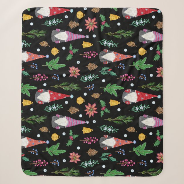Christmas Gnomes: Festive Seamless Pattern Sherpa Blanket (Front)