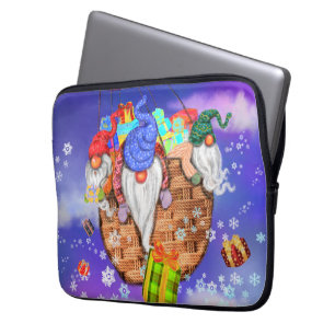 Christmas Gnomes Flying A Balloon and Gives Gifts Laptop Sleeve