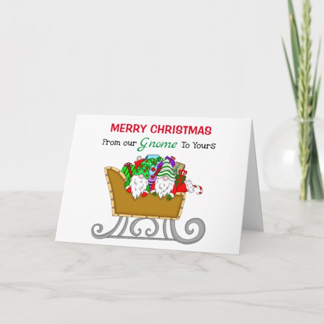 Christmas Gnomes | From Our Gnome to Yours Holiday Card (Front)