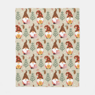 Christmas Gnomes Gift Pattern Fleece Blanket