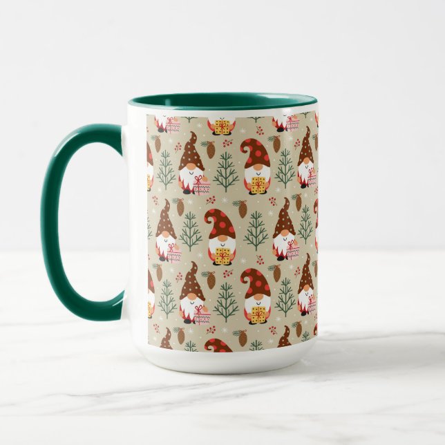 Christmas Gnomes Gift Pattern Mug (Left)