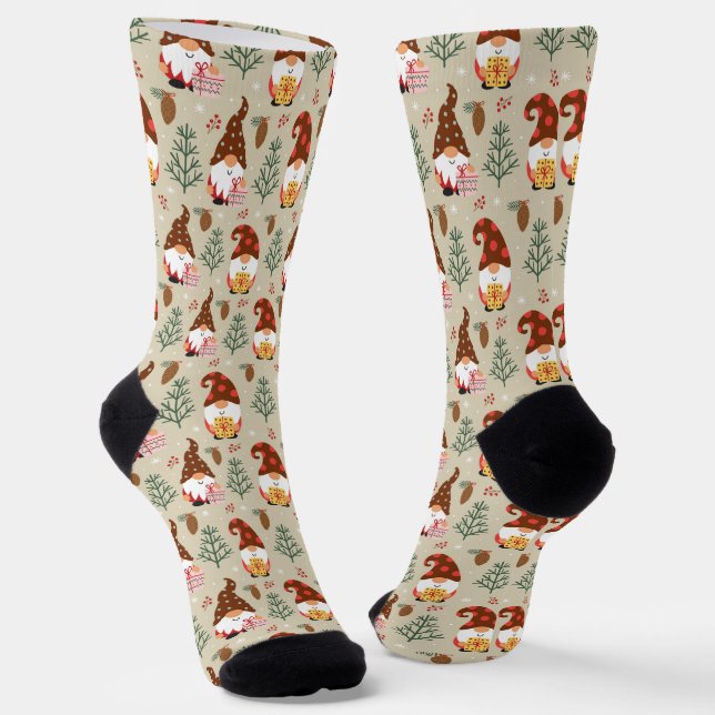 Christmas Gnomes Gift Pattern Socks (Angled)