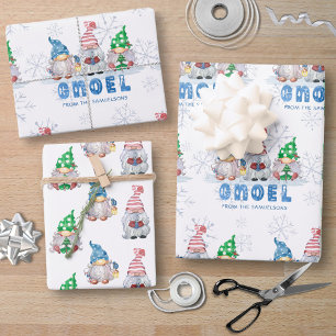 Christmas Gnomes GNOEL Greeting Personalised Wrapping Paper Sheet