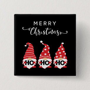 Christmas Gnomes Ho Ho Ho 15 Cm Square Badge