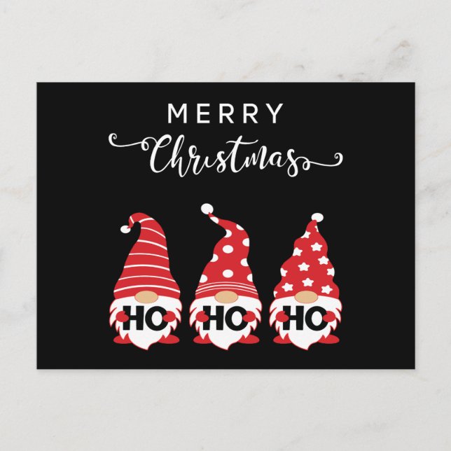Christmas Gnomes Ho Ho Ho Holiday Postcard (Front)