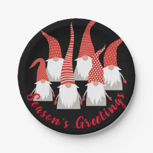 Christmas Gnomes Holiday Elves Cute Seasonal Xmas Paper Plate