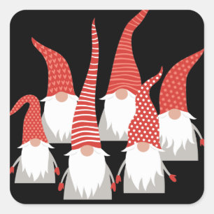 Christmas Gnomes Holiday Elves Cute Seasonal Xmas Square Sticker