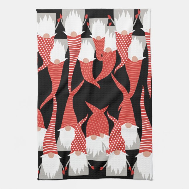 Christmas Gnomes Holiday Elves Cute Seasonal Xmas Tea Towel (Vertical)