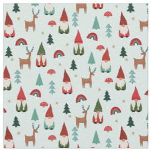 Christmas Gnomes holiday light mint Fabric