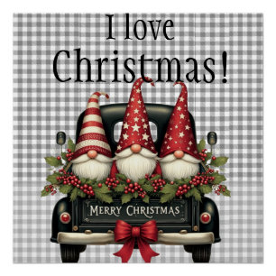 Christmas gnomes “I love Christmas” Poster
