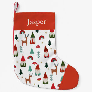 Christmas Gnomes Kids name Small Christmas Stocking