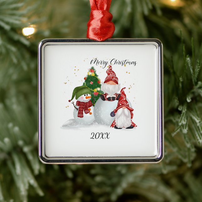 Christmas Gnomes Metal Ornament (Tree)