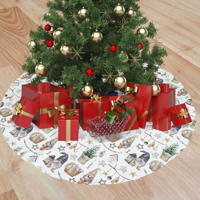 Christmas gnomes nordic farmhouse style brushed polyester tree skirt (Creator Uploaded)