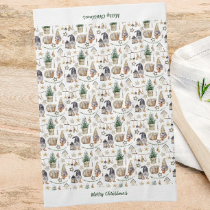Christmas gnomes nordic farmhouse style tea towel