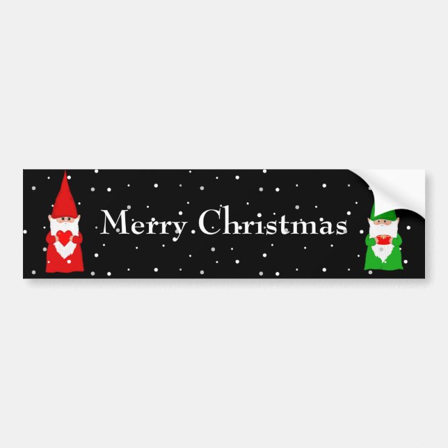  Christmas Gnomes on Black Bumper Sticker (Front)