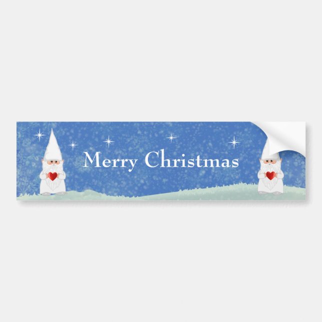 Christmas Gnomes on Light Blue Bumper Sticker (Front)