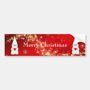 Christmas Gnomes on Red Bumper Sticker