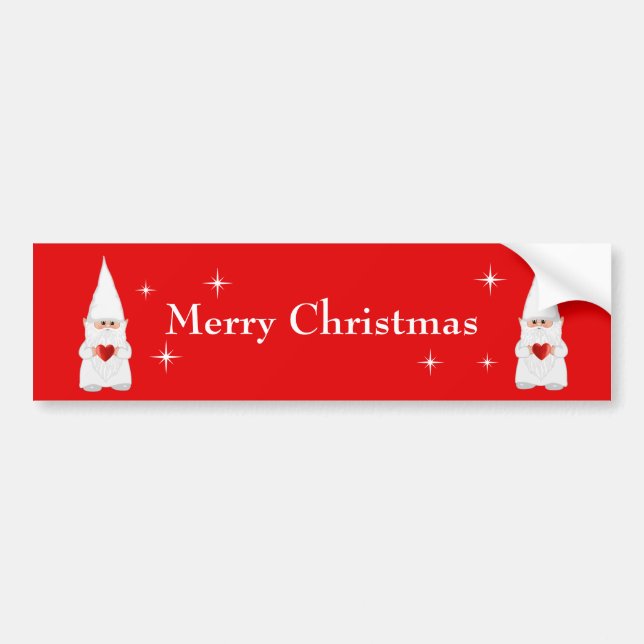 Christmas Gnomes on Red Bumper Sticker (Front)