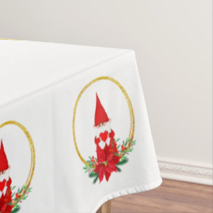 Christmas Gnomes on White Tablecloth