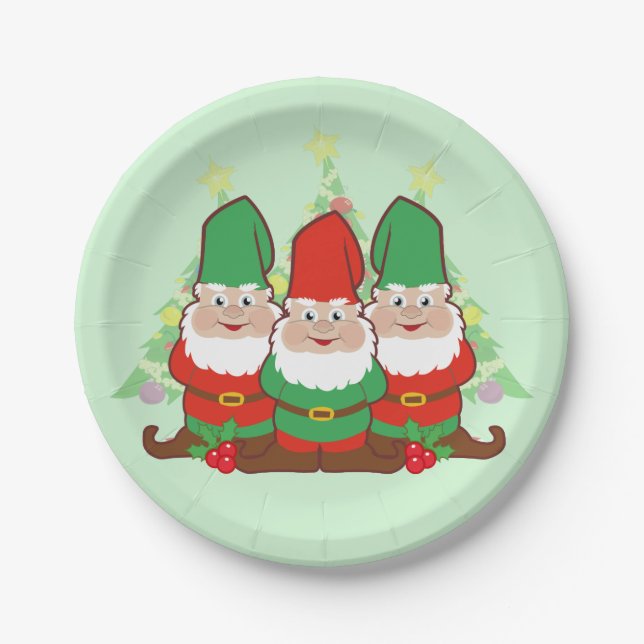 Christmas Gnomes Paper Plate (Front)