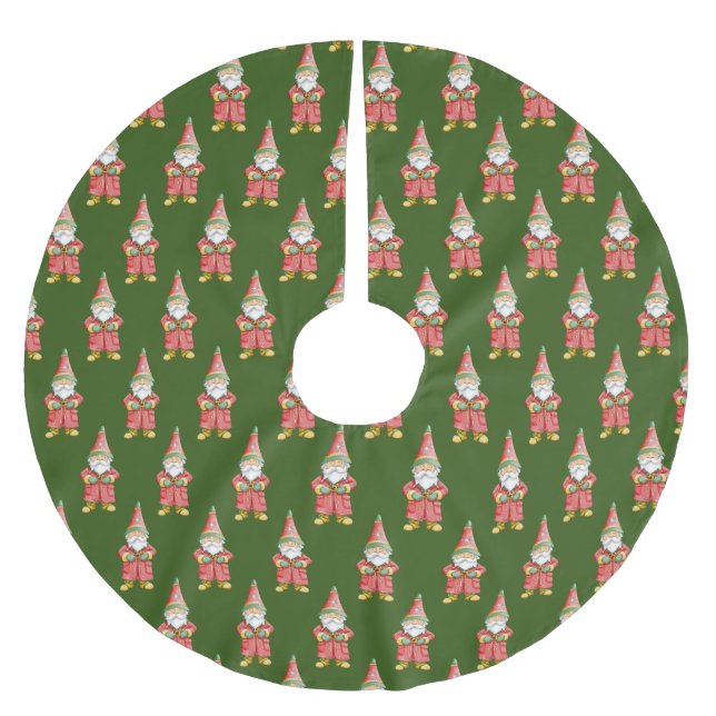 Christmas Gnomes Pattern Brushed Polyester Tree Skirt (Front)