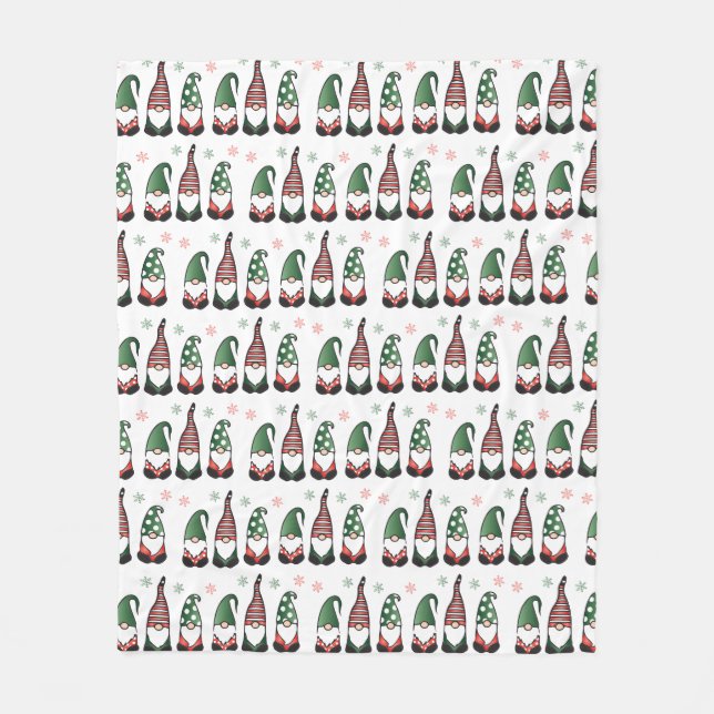 Christmas Gnomes Pattern Fleece Blanket (Front)