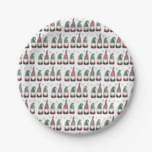 Christmas Gnomes Pattern Paper Plate