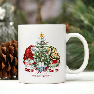 Christmas Gnomes Personalised Cute Rustic Coffee Mug