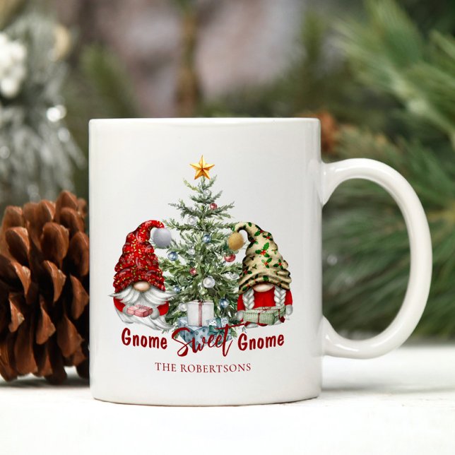 Christmas Gnomes Personalised Cute Rustic Coffee Mug (Creator Uploaded)