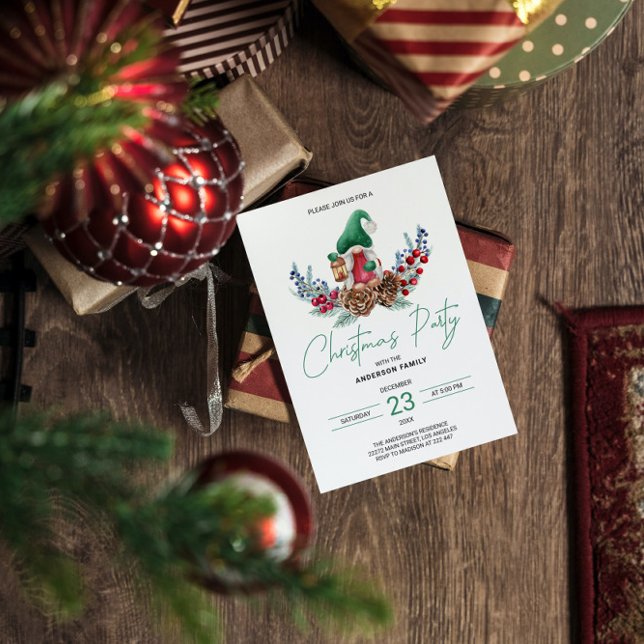 Christmas Gnomes & Pine Cones Invitation (Creator Uploaded)
