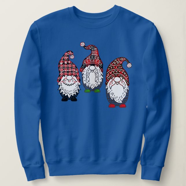 Christmas Gnomes Plaid Colourful Funny Christmas Sweatshirt (Design Front)