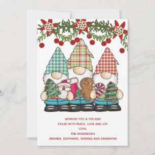 Christmas Gnomes Red Green Holiday Christmas Card
