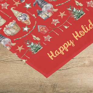 Christmas gnomes red nordic farmhouse style short table runner