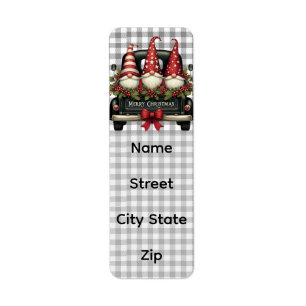 Christmas gnomes return address label
