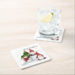 Christmas Gnomes Square Paper Coaster<br><div class="desc">Merry Christmas Gnomes Christmas paper coaster</div>