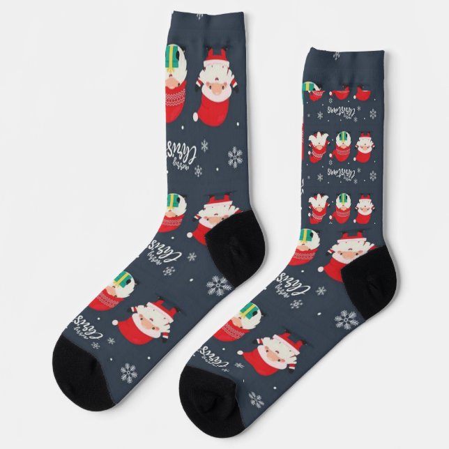 "CHRISTMAS GNOMES" Sustainable Premium Crew Sock (Left)