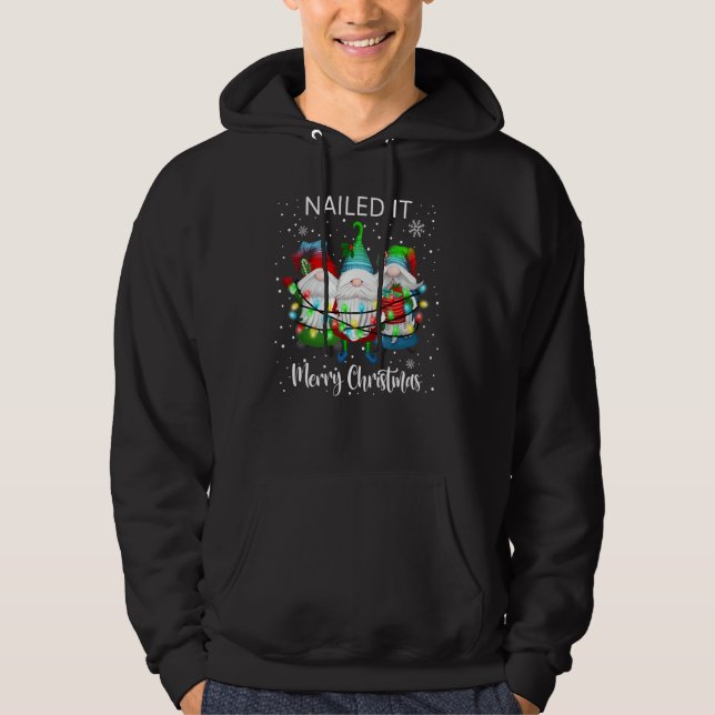 Christmas Gnomes Tangled Lights Merry Christmas Na Hoodie (Front)