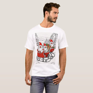 Christmas Gnomes with Sleigh and Reindeer -Festive T-Shirt