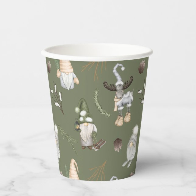 Christmas Gnomes Woodland Paper Cups (Front)