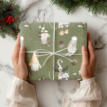 Christmas Gnomes Woodland Wrapping Paper<br><div class="desc">This cute gnome Christmas wrapping paper will look perfect under your tree. The designs feature cute gnomes,  reindeer and sprigs on a sage green background.</div>