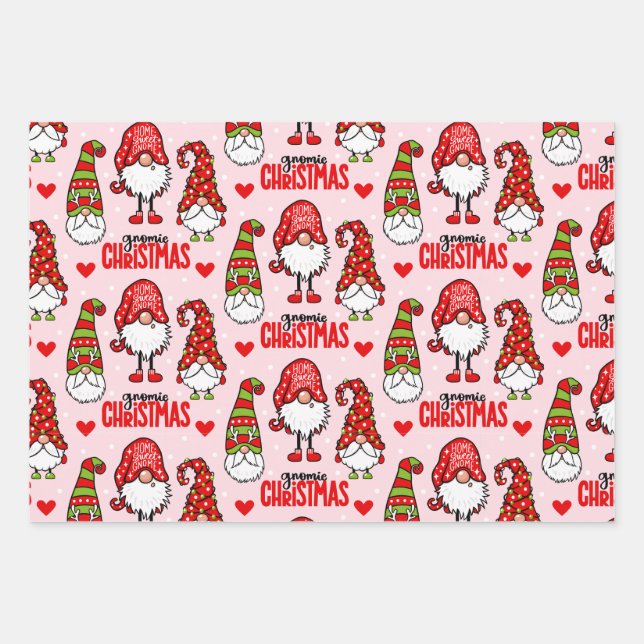 Christmas Gnomes Wrapping Paper Sheet (Front)