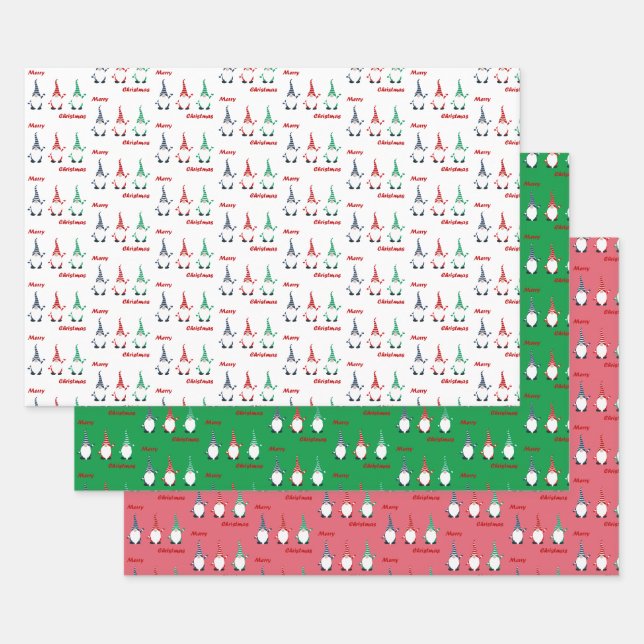 Christmas Gnomes Wrapping Paper Sheet (Set)