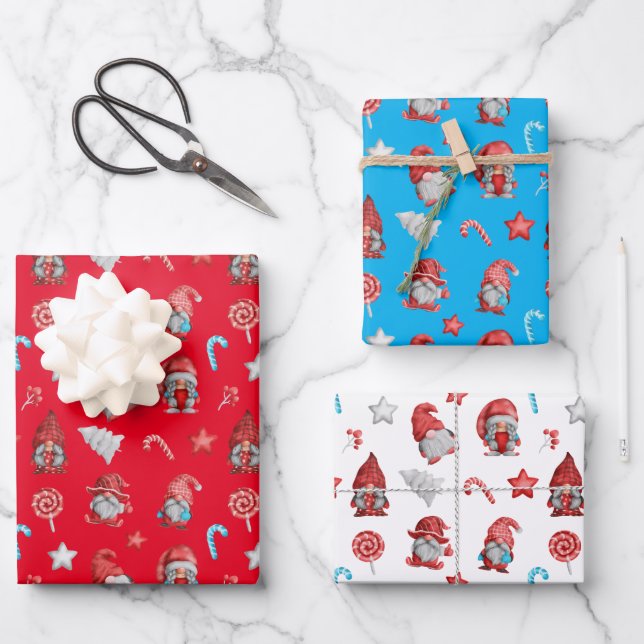 Christmas Gnomes Wrapping Paper Sheet (Front)