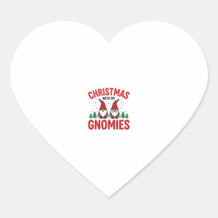 Christmas Gnomies Holiday Gnome Design Heart Sticker