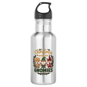 Christmas Gnomies String Lights Candy Cane 532 Ml Water Bottle