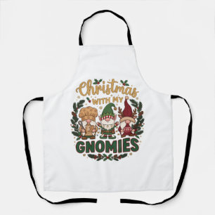 Christmas Gnomies String Lights Candy Cane Apron